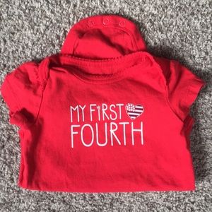 9 mo 1st Fourth of July red onesie